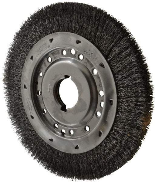 Osborn - 12" OD, 2" Arbor Hole, Crimped Steel Wheel Brush - 1-1/4" Face Width, 1-7/8" Trim Length, 0.02" Filament Diam, 3,000 RPM - All Tool & Supply