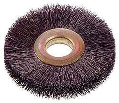 Osborn - 12" OD, 4-1/4" Arbor Hole, Crimped Nylon Wheel Brush - 5/8" Face Width, 3-1/2" Trim Length, 3,000 RPM - All Tool & Supply