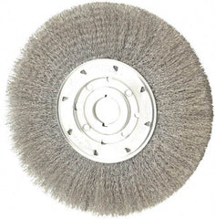 Osborn - 10" OD, 1-1/4" Arbor Hole, Crimped Steel Wheel Brush - 5/8" Face Width, 2-1/2" Trim Length, 0.0104" Filament Diam, 3,600 RPM - All Tool & Supply