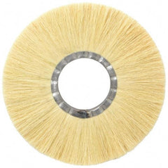 Osborn - 10" OD, 3-1/4" Arbor Hole, Crimped Natural Fiber Wheel Brush - 17/32" Face Width, 2-7/8" Trim Length, 4,250 RPM - All Tool & Supply