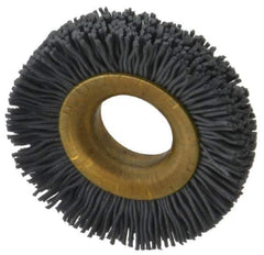 Osborn - 1-1/2" OD, 1/2" Arbor Hole, Crimped Nylon Wheel Brush - 1/4" Face Width, 1/4" Trim Length, 20,000 RPM - All Tool & Supply