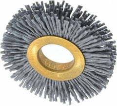 Osborn - 2" OD, 5/8" Arbor Hole, Crimped Nylon Wheel Brush - 3/8" Face Width, 7/16" Trim Length, 15,000 RPM - All Tool & Supply