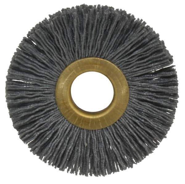 Osborn - 2-1/2" OD, 5/8" Arbor Hole, Crimped Nylon Wheel Brush - 3/8" Face Width, 11/16" Trim Length, 15,000 RPM - All Tool & Supply