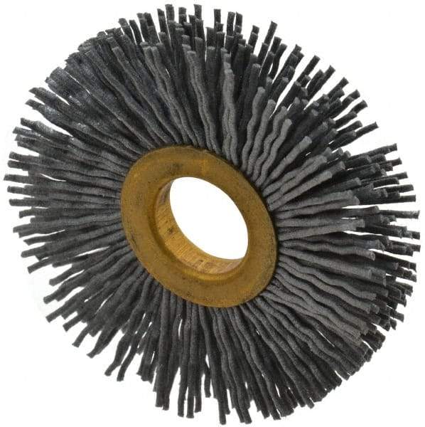 Osborn - 2-1/2" OD, 5/8" Arbor Hole, Crimped Nylon Wheel Brush - 3/8" Face Width, 11/16" Trim Length, 15,000 RPM - All Tool & Supply