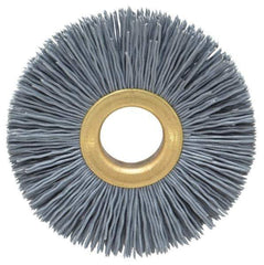 Osborn - 2-1/2" OD, 5/8" Arbor Hole, Crimped Nylon Wheel Brush - 3/8" Face Width, 11/16" Trim Length, 15,000 RPM - All Tool & Supply