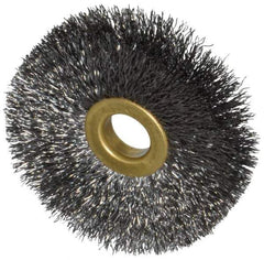 Osborn - 2-1/2" OD, 1/2" Arbor Hole, Crimped Steel Wheel Brush - 1/4" Face Width, 3/4" Trim Length, 0.008" Filament Diam, 20,000 RPM - All Tool & Supply