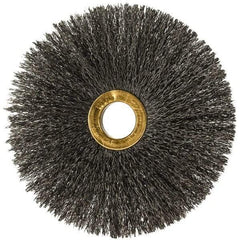 Osborn - 4" OD, 5/8" Arbor Hole, Crimped Steel Wheel Brush - 3/16" Face Width, 1-1/2" Trim Length, 0.008" Filament Diam, 15,000 RPM - All Tool & Supply