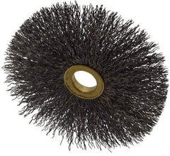 Osborn - 4" OD, 5/8" Arbor Hole, Crimped Steel Wheel Brush - 3/16" Face Width, 1-1/2" Trim Length, 0.014" Filament Diam, 15,000 RPM - All Tool & Supply