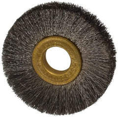 Osborn - 2" OD, 1/2" Arbor Hole, Crimped Stainless Steel Wheel Brush - 1/4" Face Width, 1/2" Trim Length, 0.005" Filament Diam, 20,000 RPM - All Tool & Supply