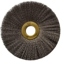 Osborn - 3" OD, 1/2" Arbor Hole, Crimped Stainless Steel Wheel Brush - 1/4" Face Width, 1" Trim Length, 0.005" Filament Diam, 20,000 RPM - All Tool & Supply