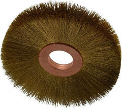 Osborn - 3" OD, 5/8" Arbor Hole, Crimped Brass Wheel Brush - 3/8" Face Width, 15/16" Trim Length, 0.005" Filament Diam, 15,000 RPM - All Tool & Supply