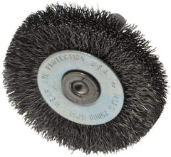 Osborn - 2" OD, 1/4" Shank Diam, Crimped Steel Wheel Brush - 3/8" Face Width, 7/16" Trim Length, 0.008" Filament Diam, 25,000 RPM - All Tool & Supply