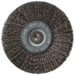 Osborn - 2-1/2" OD, 1/4" Shank Diam, Crimped Steel Wheel Brush - 7/16" Face Width, 11/16" Trim Length, 0.008" Filament Diam, 25,000 RPM - All Tool & Supply