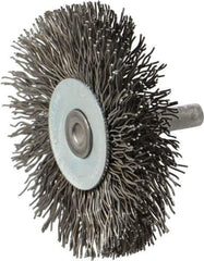 Osborn - 2-1/2" OD, 1/4" Shank Diam, Crimped Steel Wheel Brush - 7/16" Face Width, 11/16" Trim Length, 0.02" Filament Diam, 25,000 RPM - All Tool & Supply