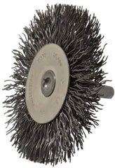 Osborn - 3" OD, 1/4" Shank Diam, Crimped Steel Wheel Brush - 7/16" Face Width, 3/4" Trim Length, 0.02" Filament Diam, 25,000 RPM - All Tool & Supply