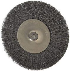 Osborn - 4" OD, 1/4" Shank Diam, Crimped Steel Wheel Brush - 1/2" Face Width, 1" Trim Length, 0.008" Filament Diam, 15,000 RPM - All Tool & Supply