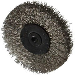 Osborn - 2-1/2" OD, 1/4" Shank Diam, Crimped Stainless Steel Wheel Brush - 7/16" Face Width, 11/16" Trim Length, 0.008" Filament Diam, 25,000 RPM - All Tool & Supply