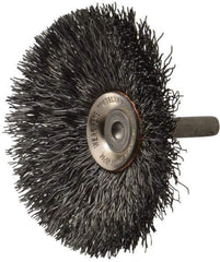 Osborn - 3" OD, 1/4" Shank Diam, Crimped Steel Wheel Brush - 7/16" Face Width, 15/16" Trim Length, 0.014" Filament Diam, 20,000 RPM - All Tool & Supply