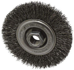 Osborn - 4" OD, 5/8-11 Arbor Hole, Crimped Steel Wheel Brush - 1/2" Face Width, 0.014" Filament Diam, 15,000 RPM - All Tool & Supply