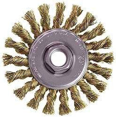 Osborn - 4" OD, M14x2.00 Arbor Hole, Knotted Stainless Steel Wheel Brush - 3/8" Face Width, 7/8" Trim Length, 0.02" Filament Diam, 20,000 RPM - All Tool & Supply