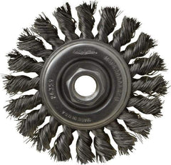 Osborn - 4" OD, 5/8-11 Arbor Hole, Knotted Steel Wheel Brush - 3/8" Face Width, 7/8" Trim Length, 0.014" Filament Diam, 20,000 RPM - All Tool & Supply