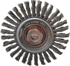 Osborn - 4" OD, 1/2-13 Arbor Hole, Knotted Steel Wheel Brush - 1/4" Face Width, 7/8" Trim Length, 0.02" Filament Diam, 20,000 RPM - All Tool & Supply