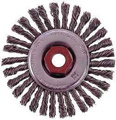 Osborn - 4" OD, 3/8-24 Arbor Hole, Knotted Stainless Steel Wheel Brush - 1/4" Face Width, 7/8" Trim Length, 0.02" Filament Diam, 20,000 RPM - All Tool & Supply