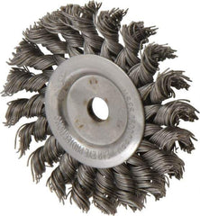 Osborn - 3" OD, 3/8" Arbor Hole, Knotted Steel Wheel Brush - 3/8" Face Width, 5/8" Trim Length, 0.02" Filament Diam, 25,000 RPM - All Tool & Supply