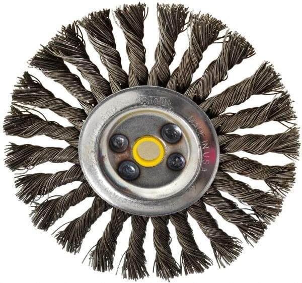 Osborn - 6" OD, 5/8" Arbor Hole, Knotted Steel Wheel Brush - 1/2" Face Width, 1-1/2" Trim Length, 0.025" Filament Diam, 9,000 RPM - All Tool & Supply