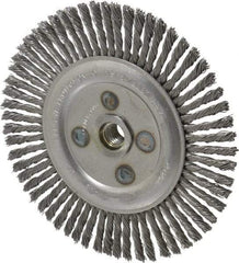 Osborn - 6-1/2" OD, 5/8-11 Arbor Hole, Knotted Steel Wheel Brush - 3/16" Face Width, 1-1/4" Trim Length, 0.02" Filament Diam, 12,000 RPM - All Tool & Supply