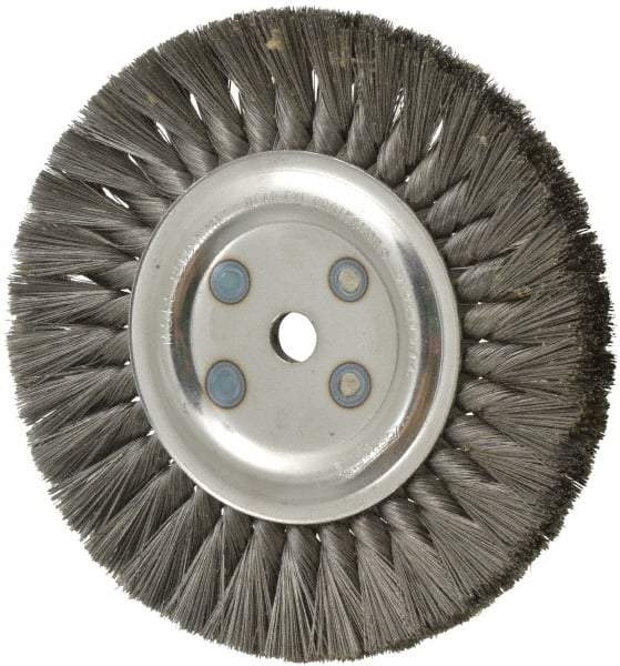 Osborn - 8" OD, 5/8" Arbor Hole, Knotted Steel Wheel Brush - 5/8" Face Width, 1-11/16" Trim Length, 0.0118" Filament Diam, 8,500 RPM - All Tool & Supply