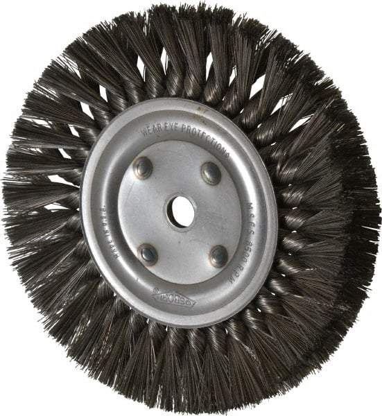 Osborn - 8" OD, 5/8" Arbor Hole, Knotted Steel Wheel Brush - 5/8" Face Width, 1-11/16" Trim Length, 0.016" Filament Diam, 8,500 RPM - All Tool & Supply