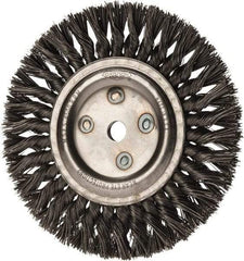 Osborn - 8" OD, 5/8" Arbor Hole, Knotted Steel Wheel Brush - 5/8" Face Width, 1-11/16" Trim Length, 0.025" Filament Diam, 8,500 RPM - All Tool & Supply