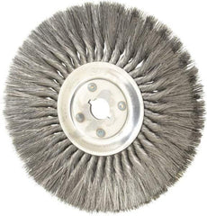 Osborn - 12" OD, 1-1/4" Arbor Hole, Knotted Steel Wheel Brush - 5/8" Face Width, 3-1/4" Trim Length, 0.014" Filament Diam, 4,500 RPM - All Tool & Supply