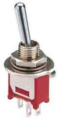 GC/Waldom - SPDT Miniature On-Off-On Toggle Switch - Quick Connect Terminal & Solder Lug Terminal, Paddle Handle Actuator, 125 VAC at 6 A & 250 VAC at 3 A - All Tool & Supply