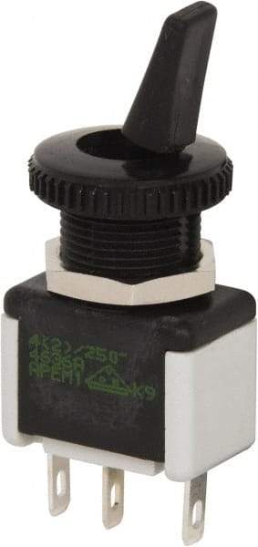 GC/Waldom - SPDT Miniature On-On Toggle Switch - Quick Connect Terminal & Solder Lug Terminal, Paddle Handle Actuator, 125 VAC at 6 A & 250 VAC at 3 A - All Tool & Supply