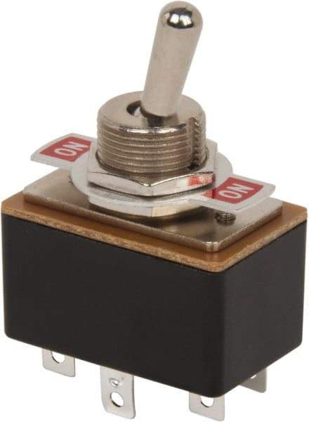 GC/Waldom - DPDT Medium Duty On-On Toggle Switch - Solder Lug Terminal, Bat Handle Actuator, 125 VAC at 3 A - All Tool & Supply