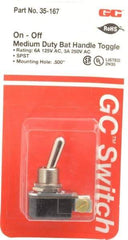 GC/Waldom - SPST Medium Duty On-Off Toggle Switch - Screw Terminal, Bat Handle Actuator, 125 VAC at 6 A & 250 VAC at 3 A - All Tool & Supply