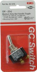 GC/Waldom - SPST Medium Duty Off-On Toggle Switch - Screw Terminal, Bat Handle Actuator, 1/4 hp at 125/250 VAC hp, 125 VAC at 6 A & 250 VAC at 3 A - All Tool & Supply