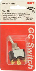 GC/Waldom - SPDT Medium Duty On-On Toggle Switch - Screw Terminal, Bat Handle Actuator, 1/4 hp at 125/250 VAC hp, 125 VAC at 6 A & 250 VAC at 3 A - All Tool & Supply