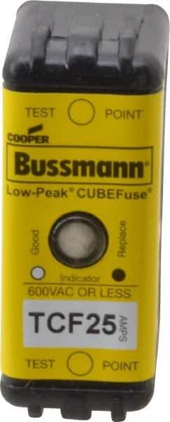 Cooper Bussmann - 300 VDC, 600 VAC, 25 Amp, Time Delay General Purpose Fuse - Plug-in Mount, 1-7/8" OAL, 100 at DC, 200 (CSA RMS), 300 (UL RMS) kA Rating - All Tool & Supply