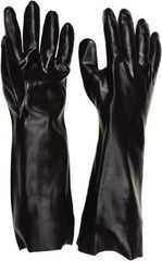 MCR Safety - 37.5 mil Thick, Chemical Resistant Gloves - 18"GAUNTLT LRG BLK 1PR SNGL DIP PVC PLASTIC GLV - All Tool & Supply