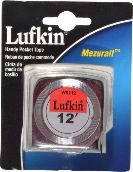 Lufkin - 12' x 1/2" Yellow Blade Tape Measure - 1/32 & 1/16" Graduation, A1 Graduation Style, Silver Case - All Tool & Supply