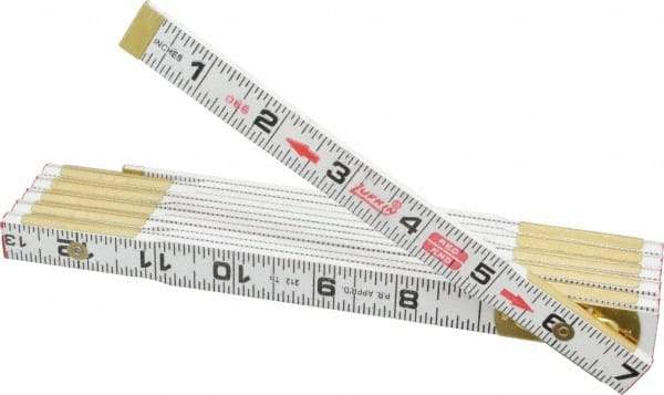 Lufkin - 6' Long, 1/16" Graduation, Folding Rule - 5/8" Wide, Wood - All Tool & Supply