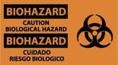 NMC - "Biohazard - Caution - Biological Hazard", 10" Long x 18" Wide, Pressure-Sensitive Vinyl Safety Sign - Rectangle, 0.004" Thick, Use for Hazardous Materials - All Tool & Supply