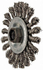 Anderson - 4" OD, 5/8-11 Arbor Hole, Knotted Stainless Steel Wheel Brush - 3/8" Face Width, 1" Trim Length, 0.02" Filament Diam, 20,000 RPM - All Tool & Supply