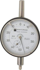 TESA Brown & Sharpe - 0.35" Range, 0-50-0 Dial Reading, 0.001" Graduation Dial Drop Indicator - 2-1/4" Dial, 0.1" Range per Revolution, Revolution Counter - All Tool & Supply