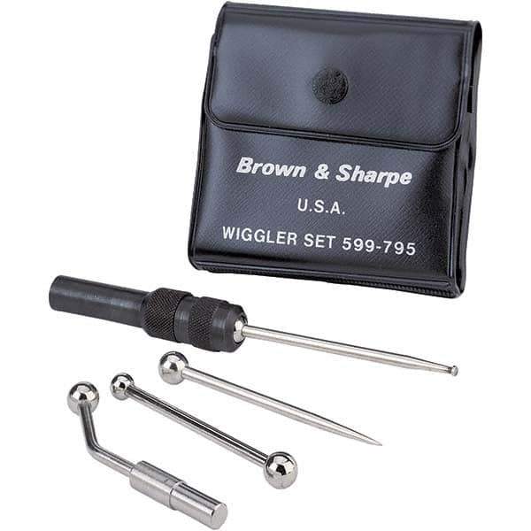 TESA Brown & Sharpe - Single End, Center Finder Set Mechanical - 0.25 Inch Head Diameter, Ball, Conical, Disc Head Type, Includes 4 Attachments, Case, Holder, 4 Pieces - All Tool & Supply