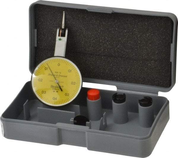 TESA Brown & Sharpe - 0.8 mm Range, 0.01 mm Dial Graduation, Horizontal Dial Test Indicator - 38 mm White Dial, 0-0.4-0 Dial Reading, 0.01 mm - All Tool & Supply