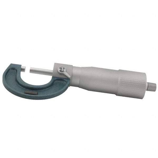 Mitutoyo - 0 to 25mm Range, 0.01mm Graduation, Mechanical Outside Micrometer - Ratchet Stop Thimble, Accurate to 0.0001" - All Tool & Supply